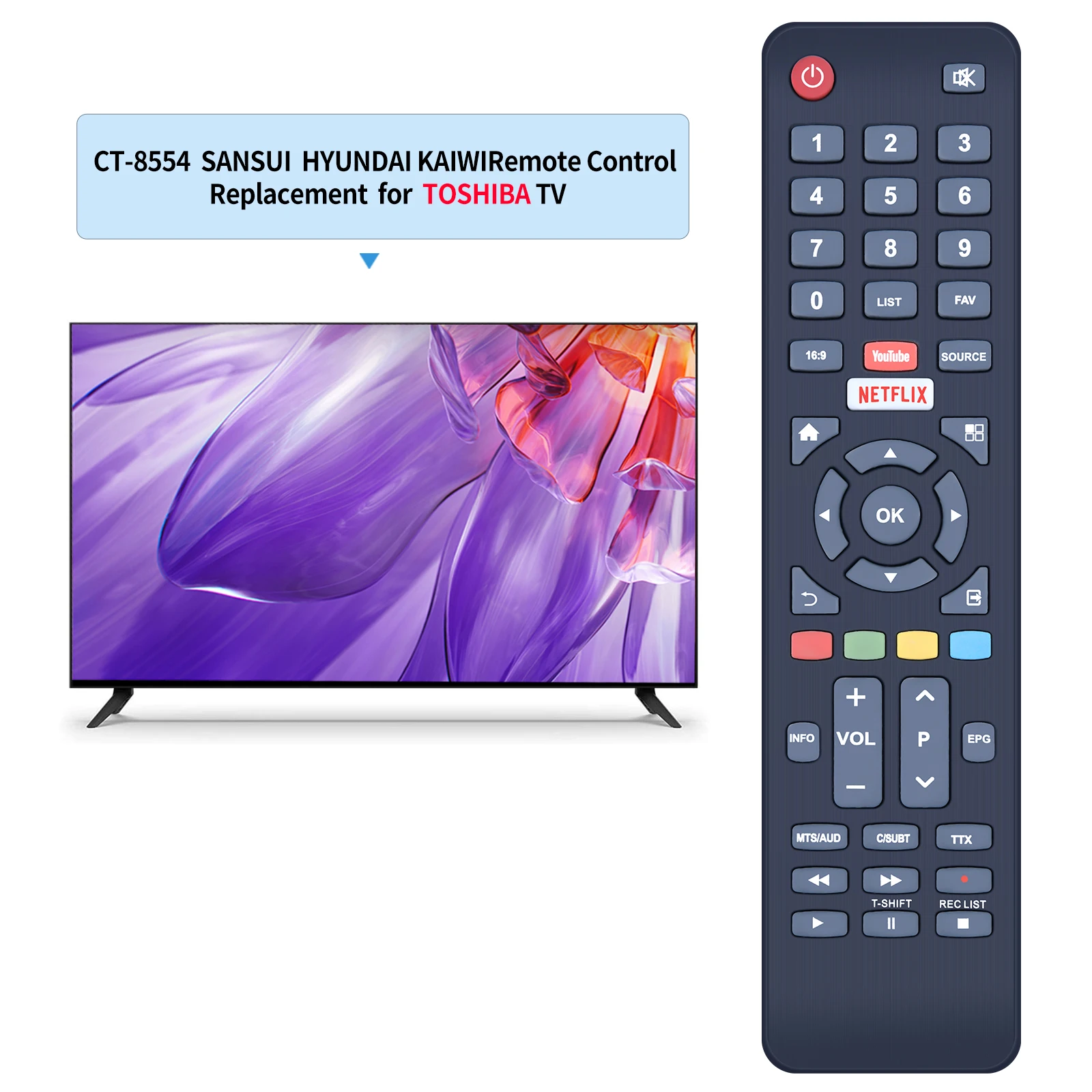 Remote control CT-8554 for TOSHIBA SANSUI hyundai KAIWI TV