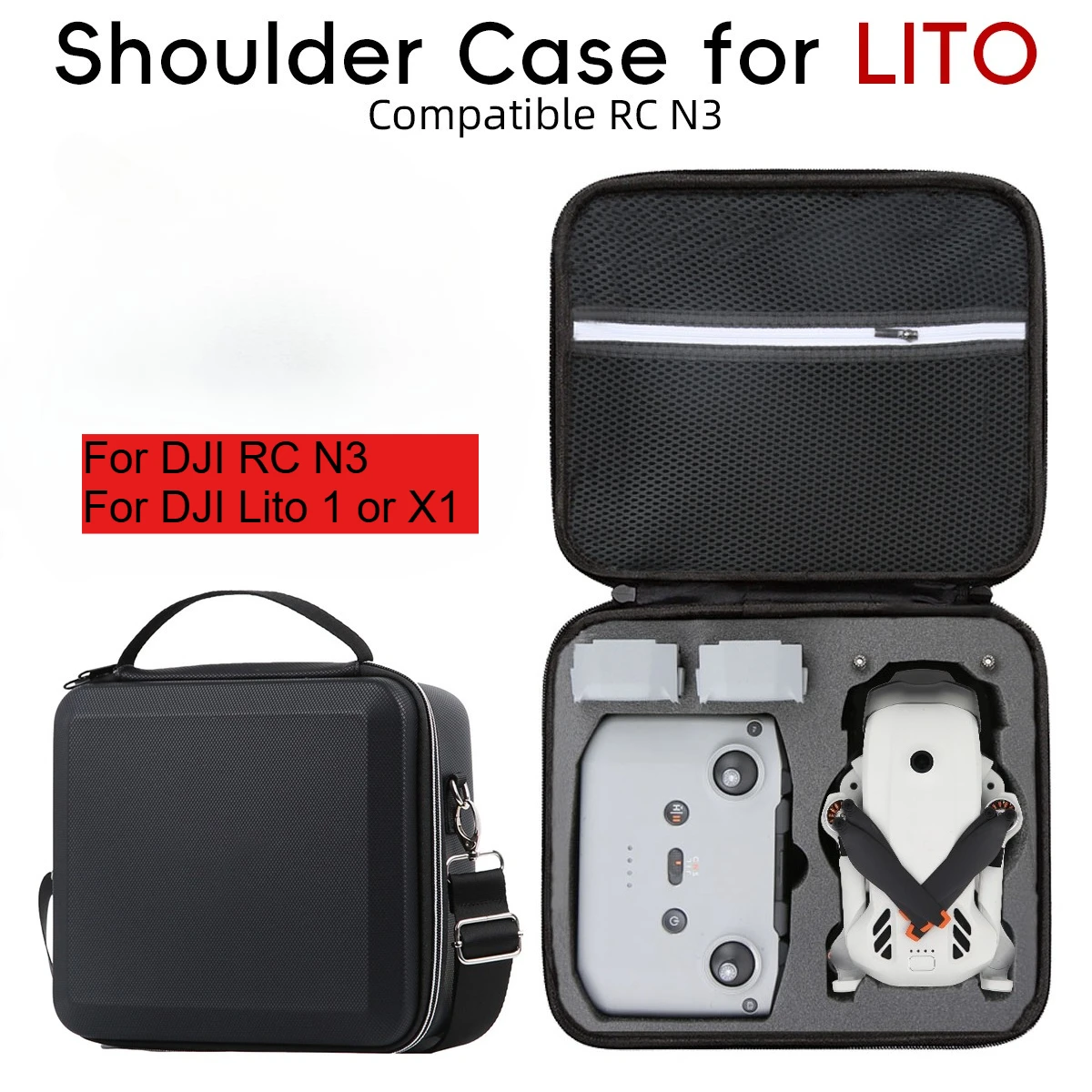 Portable Handheld Shoulder Protective Bag Shockproof Carrying Case Storage Box for DJI Lito 1/Lito X1 RC N3 Control Accessories