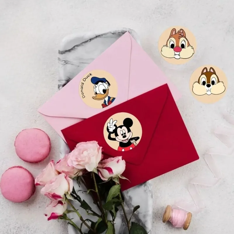 สติ๊กเกอร์ 500 ชิ้น / 1 ม้วน การ์ตูนแอนิเมชั่น มิกกี้เมาส์ สติ๊กเกอร์มิกกี้ สติ๊กเกอร์ตกแต่งเด็ก รางวัลการปิดผนึกสําหรับเด็ก