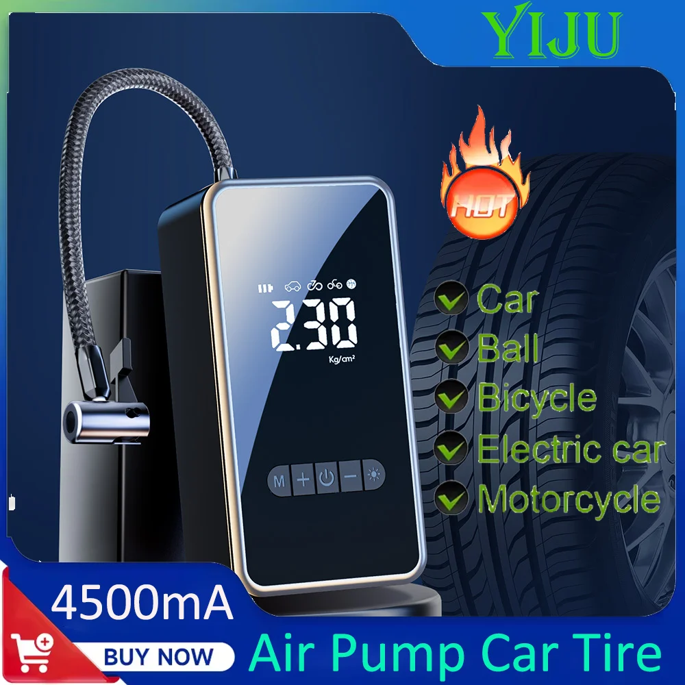 

Портативный насос для накачивания шин, перезаряжаемый электрический насос для автомобиля, велосипеда, цифровой воздушный компрессор, насос для накачивания футбольного мяча