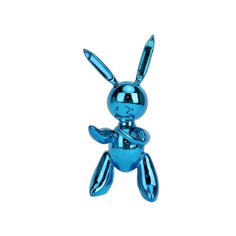 Simple and luxurious creative electroplating silver gold blue sitting animal rabbit ornament resin home soft decoration