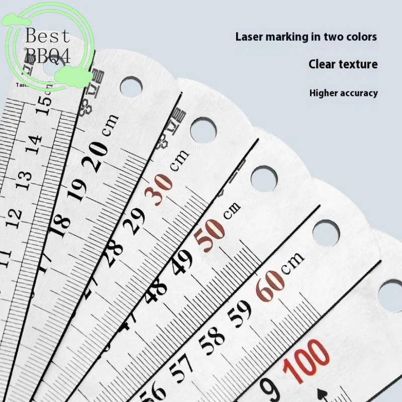 BBQ4 1Pcs 15/20/30/40/50cm Stainless Steel Metal Straight Ruler For Home School Precision Measuring Tool Drawing Tool Supplies