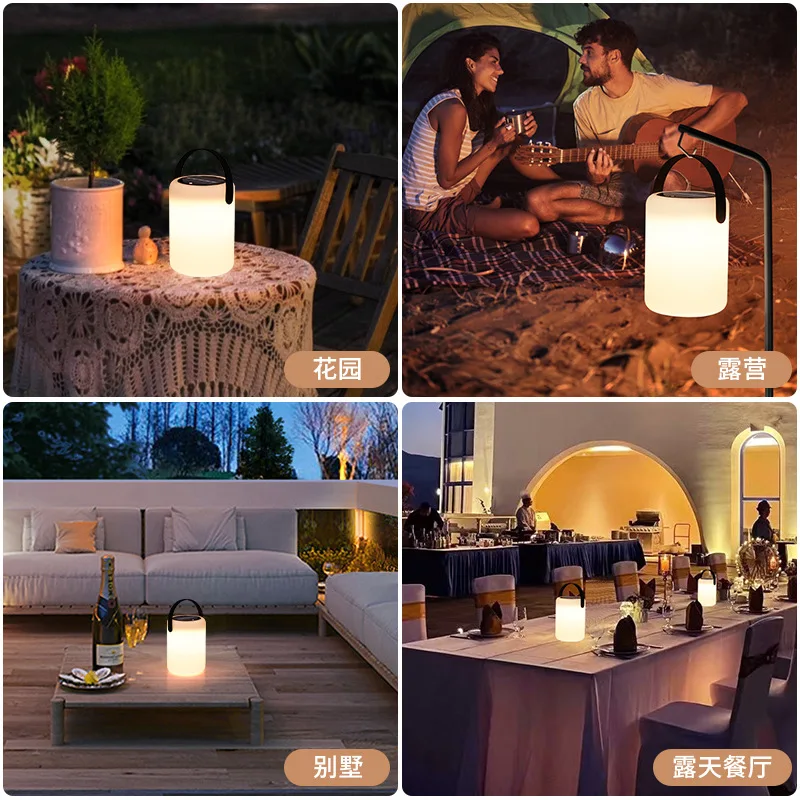 Solar portable lamp villa courtyard aisle too energy atmosphere table lamp charging outdoor camping lamp