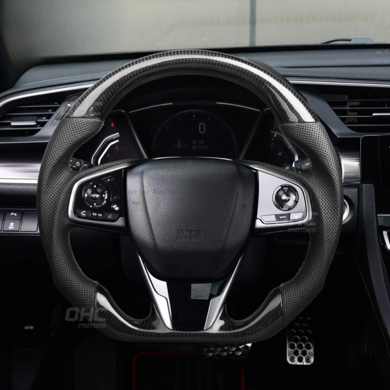 Suitable for 2015-2021 Honda Civic 10th generation carbon fiber steering wheel car modification customization civic