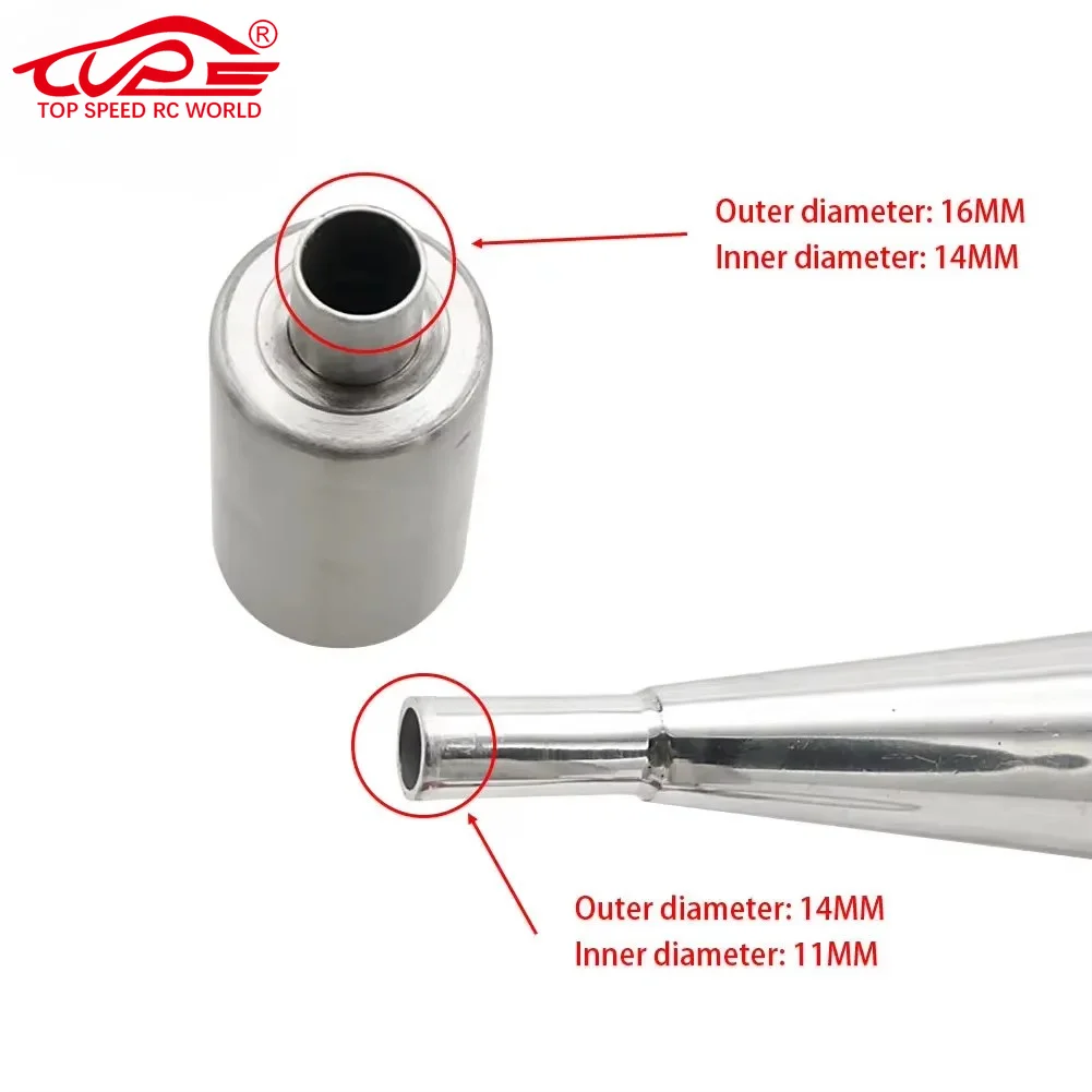 Metal Muffler Pipe or Exhaust Pipes Kit for 1/5 Rc Boat BWS RCMK QJ Zenoah CY Marine Engine Parts