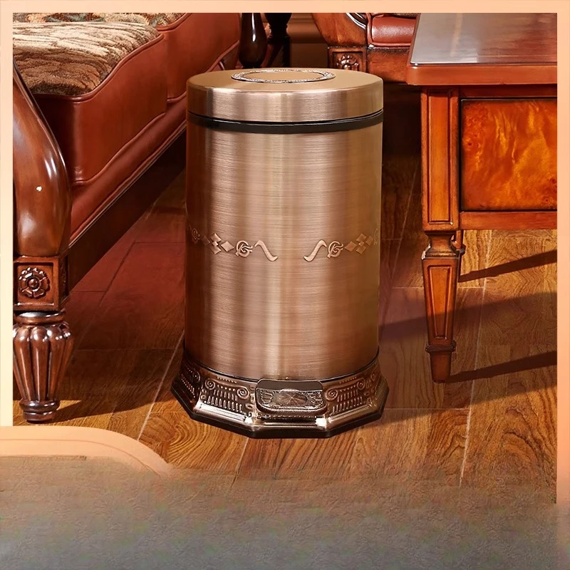 

Trash can European-style household living room kitchen bathroom covered foot pedal light luxury creative trash can large