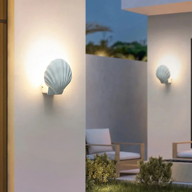 

Creative LED Shell Wall Lamp IP65 Waterproof Indoor Outdoor Wall Light Modern Simple Style Lights Aluminum Decorative Lighting