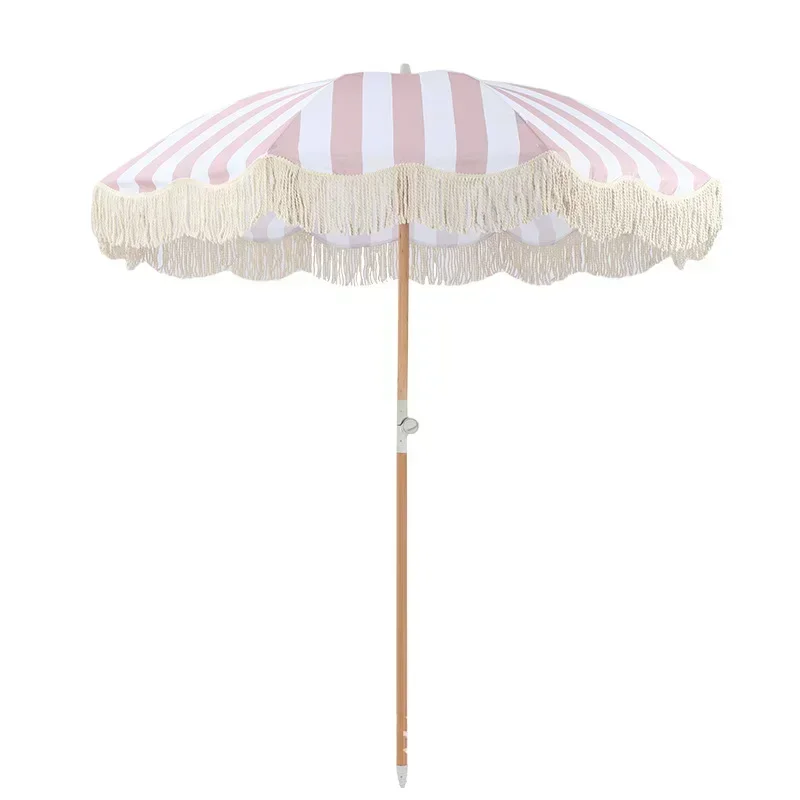 Outdoor Beach Umbrella Beach Leisure Sunscreen Tassel Sunshade Umbrella Hotel Decoration Courtyard Umbrella Landscape