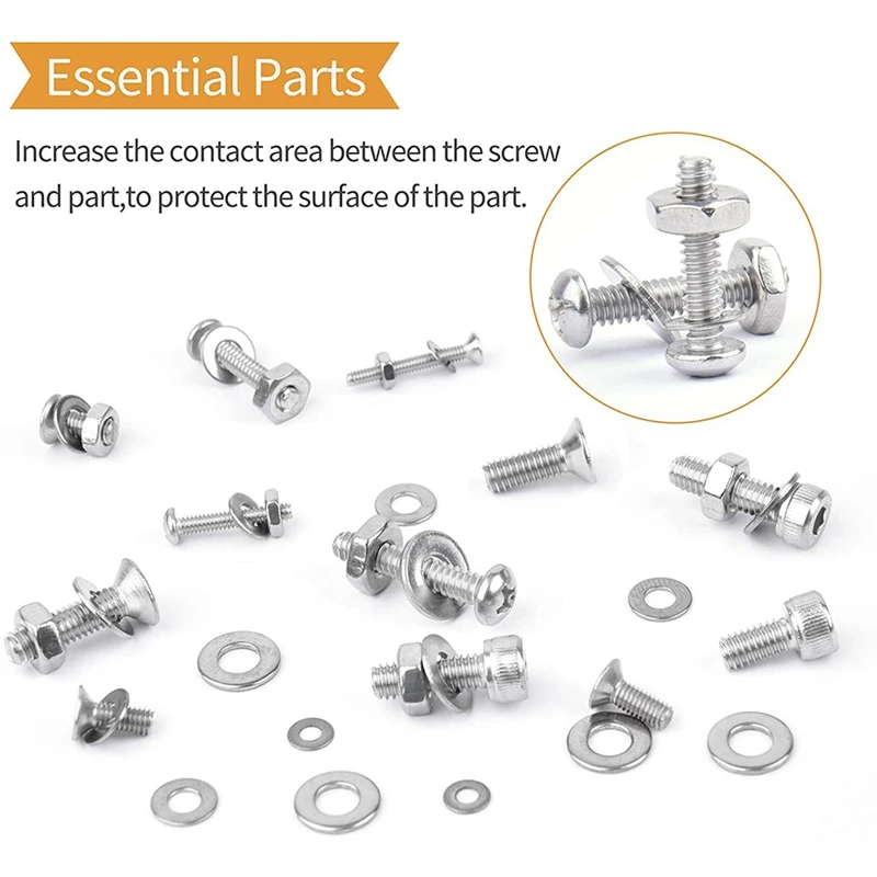 WieshammSet-Rondelles Plates en Acier Inoxydable, 1080 Pièces, 11 Tan