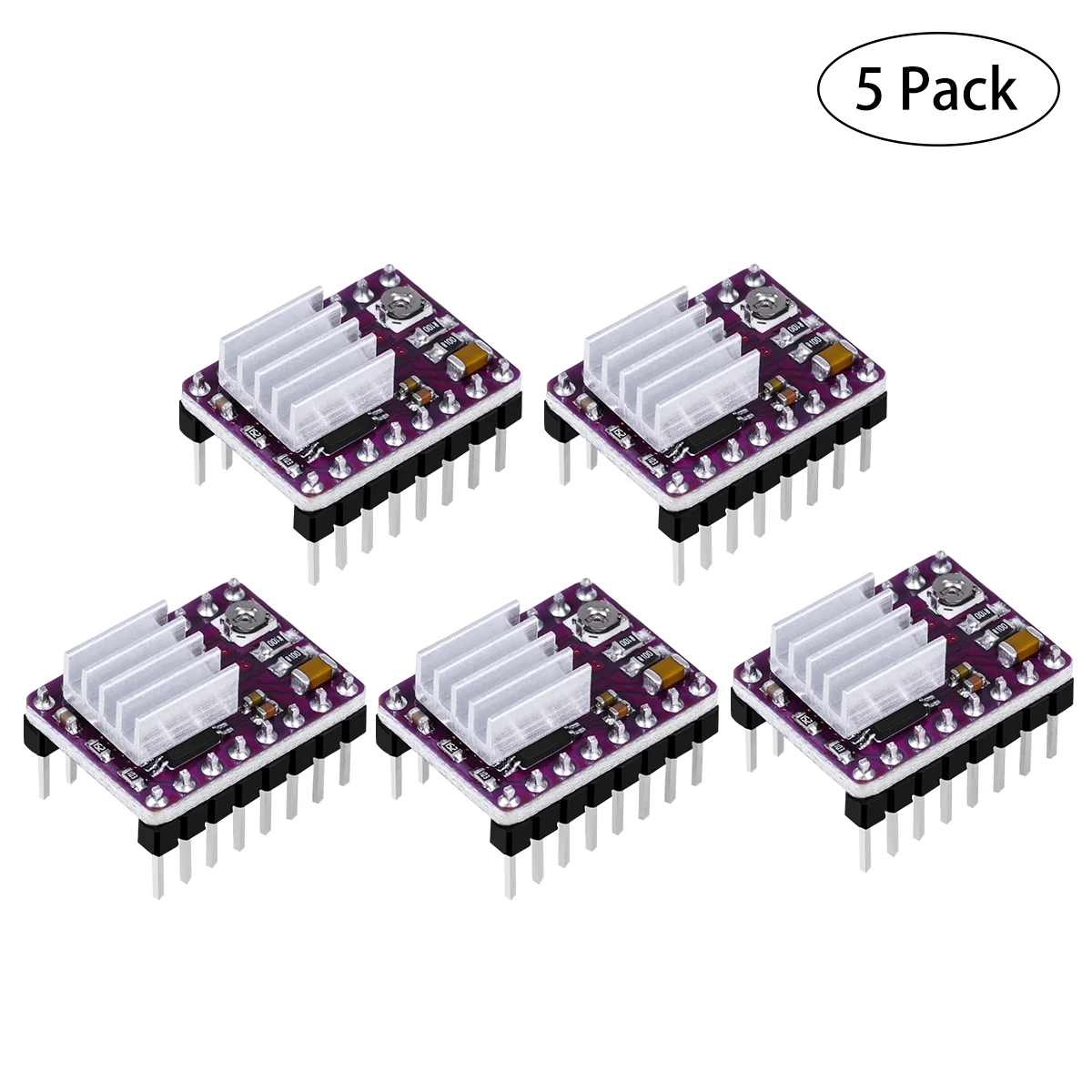 

UEETEK 5 Pcs Stepper Motor Driver Module 4-Layer with Mini Heat Sink for 3D Printer