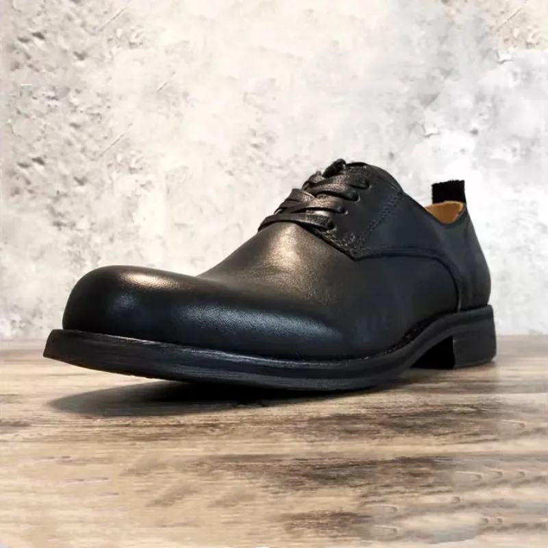 Vintage Design Square Toe Mens Derby Shoes Office Men Lace Up
