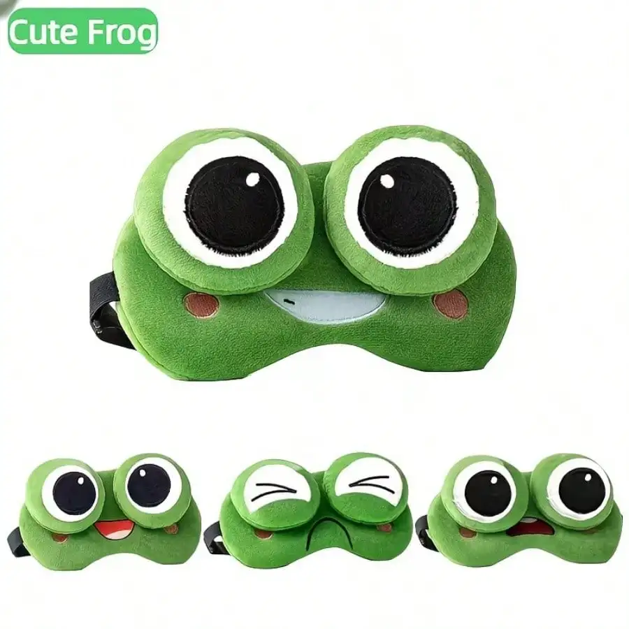 

1pcs Funny Frog Sleep Mask, Different Expressions, Cute Eyes And Facial Features, Suitable For Naps/Travel/Office Use, An Essential Travel Accessory For Men's Sleep Aids,Sleep Mask,Sleep Product/Party/Wedding/Game Eye Mask,Especially Cute Cartoon Eye Mask