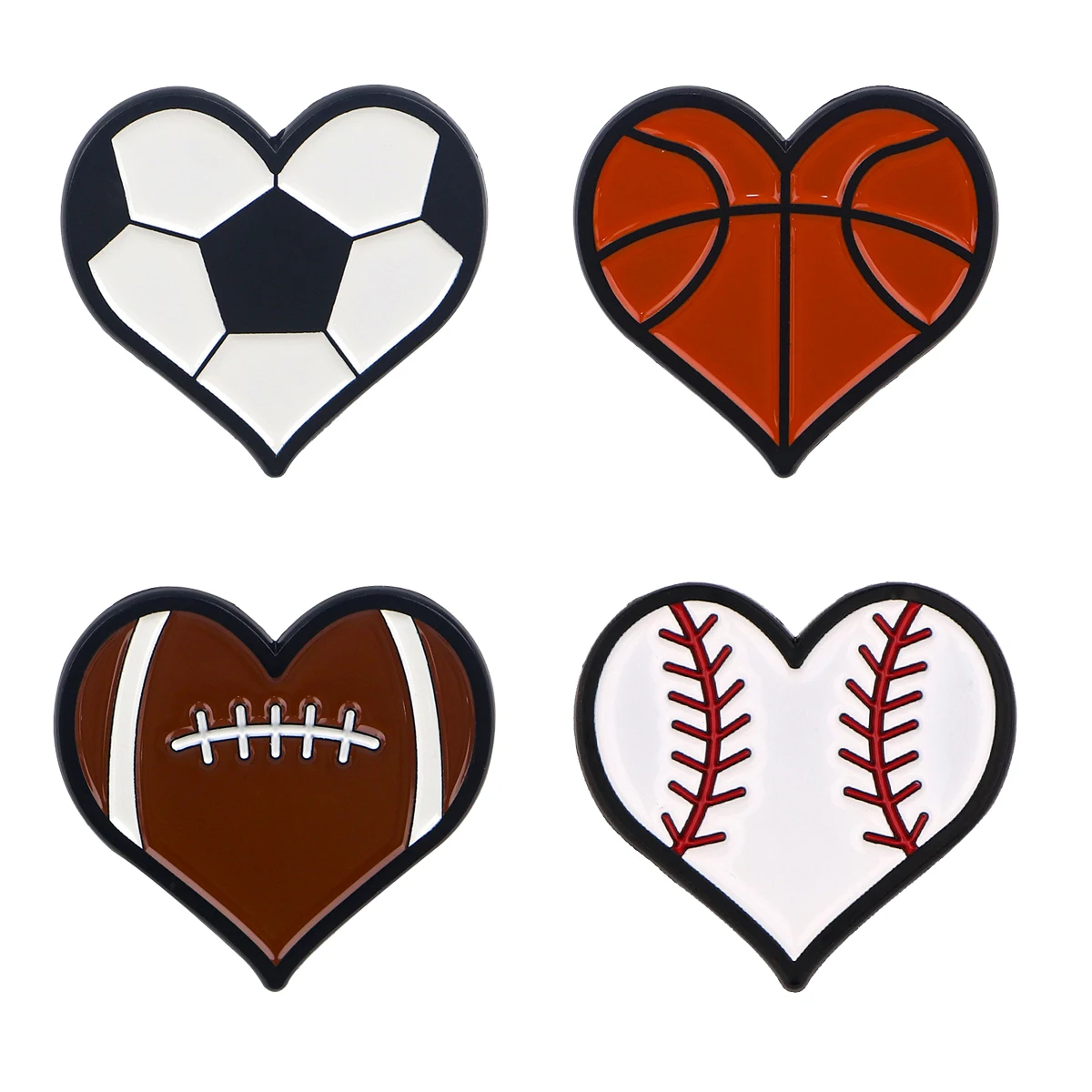 Heart-Shaped Enamel Pins Metal Ball Brooch Backpack Hat Bag Collar Lapel Badges Men Women Fashion Jewelry Collection Gift