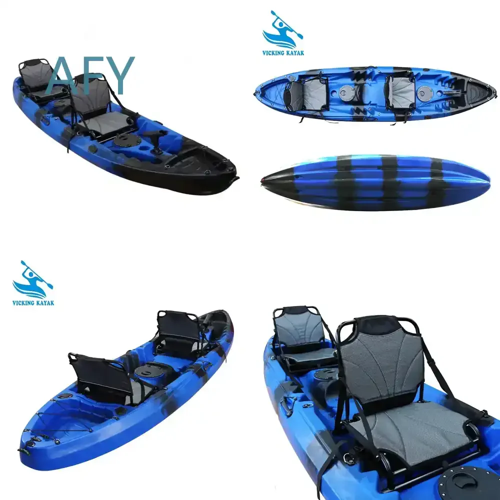 Sit on Top Kayak for 2+1 Child Portable Canoe for Fishing Recreation Folding 3 Part Inflatable Kayak for Adults Beginners