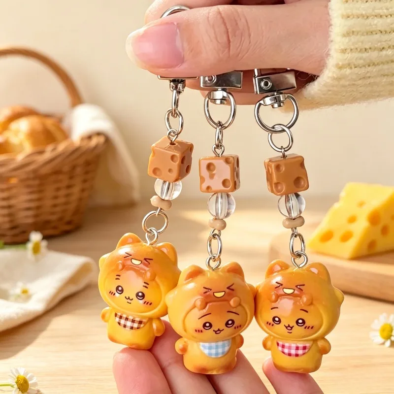 with Cheese Beads, 3 Plaid Bib Cartoon Cat Resin Pendant, Kawaii Bag Ornament, Lovely Small Gift for Teen Girls Women