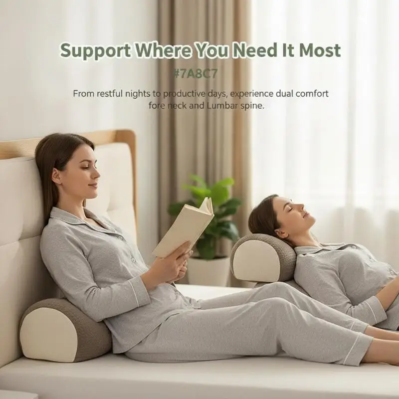 Natural Cylindrical Buckwheat Pillow Breathable Ergonomic Cervical Pillow for Neck Pain Relief Home Use