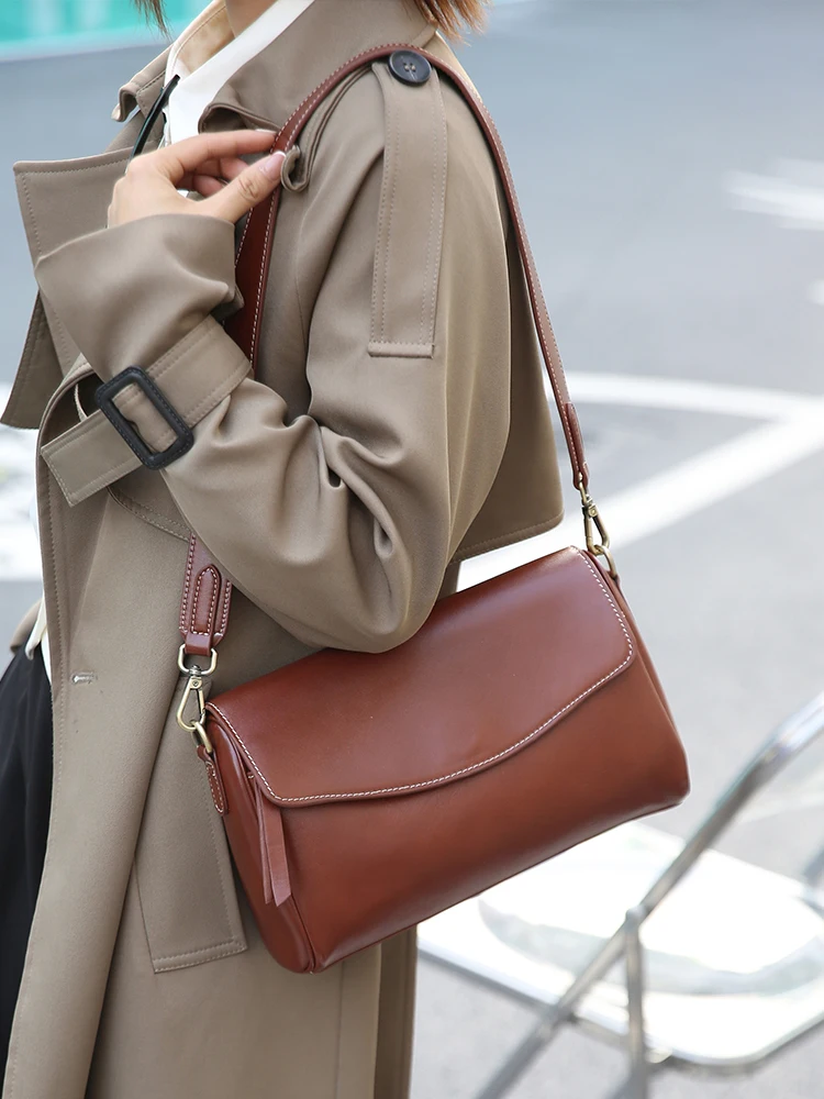 

Vintage Leather Underarm Bag for Women Large Capaci Soft Cowhide Commuter oulder Crossbody Bag Casual Retro Sle