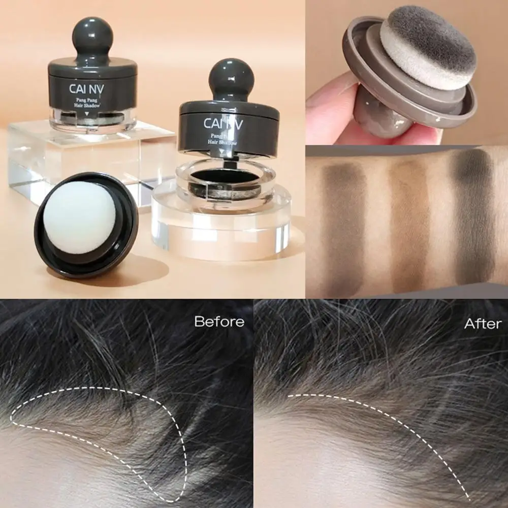 Hairline Filling Powder Hair Fibers for Thinning Hair Waterproof Hair Shading Sponge Shadow Powder Cover Gray Hair Root 3 Colors