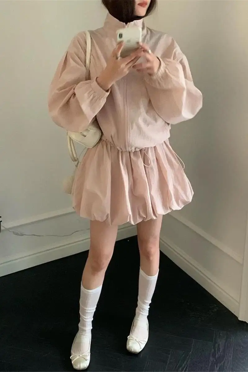 

2025 Summer Miu Style Set Sheer Sun Protection Jacket & Bloom Skort Women's Petite Two Piece Outfit Luxury Floral Dress Suit