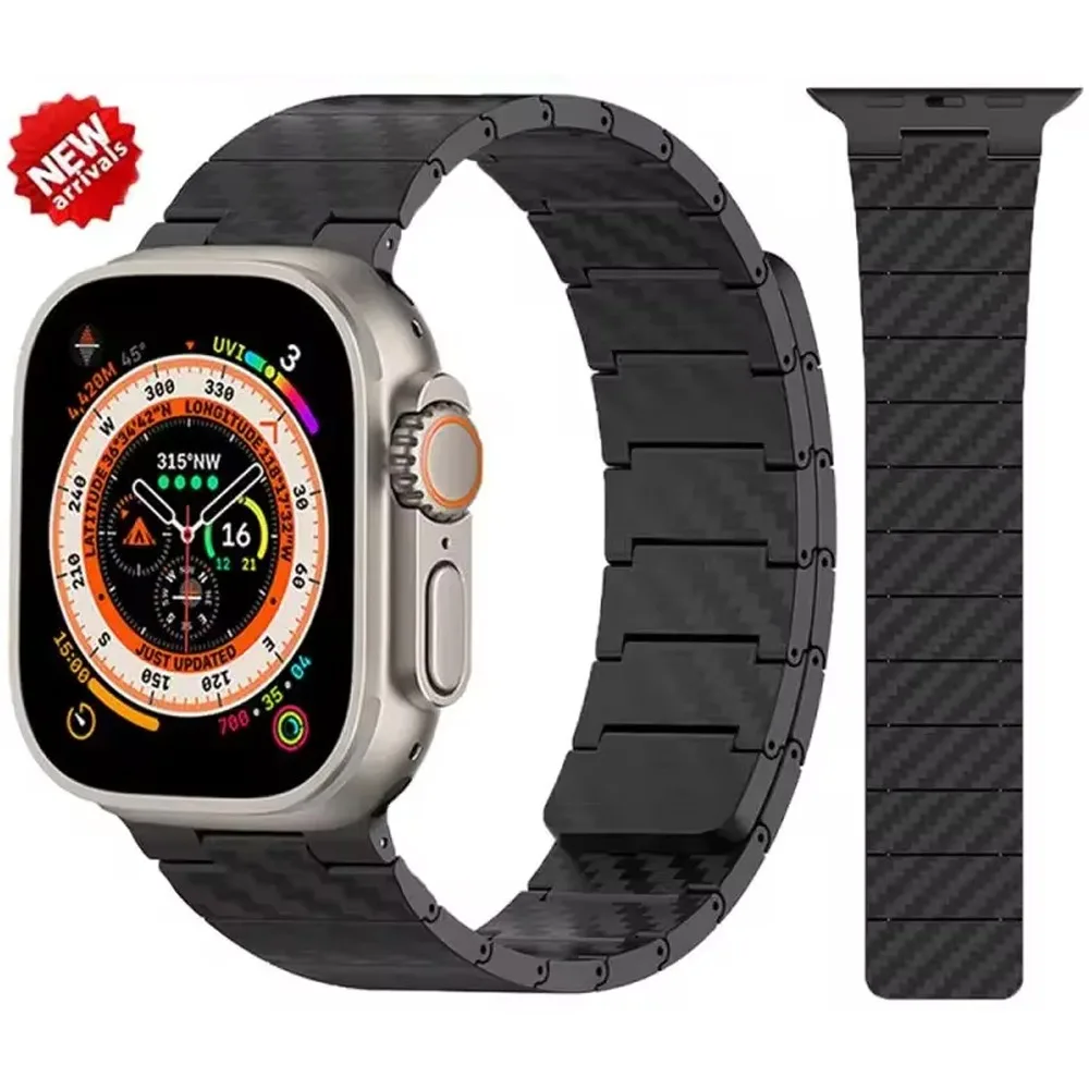 Carbon Fiber Magnetic Strap for Apple Watch Ultra 49mm 10 42mm 46mm 9 8 7 45mm 41mm Comfortable Breathable Band Iwatch 6 5 4 SE