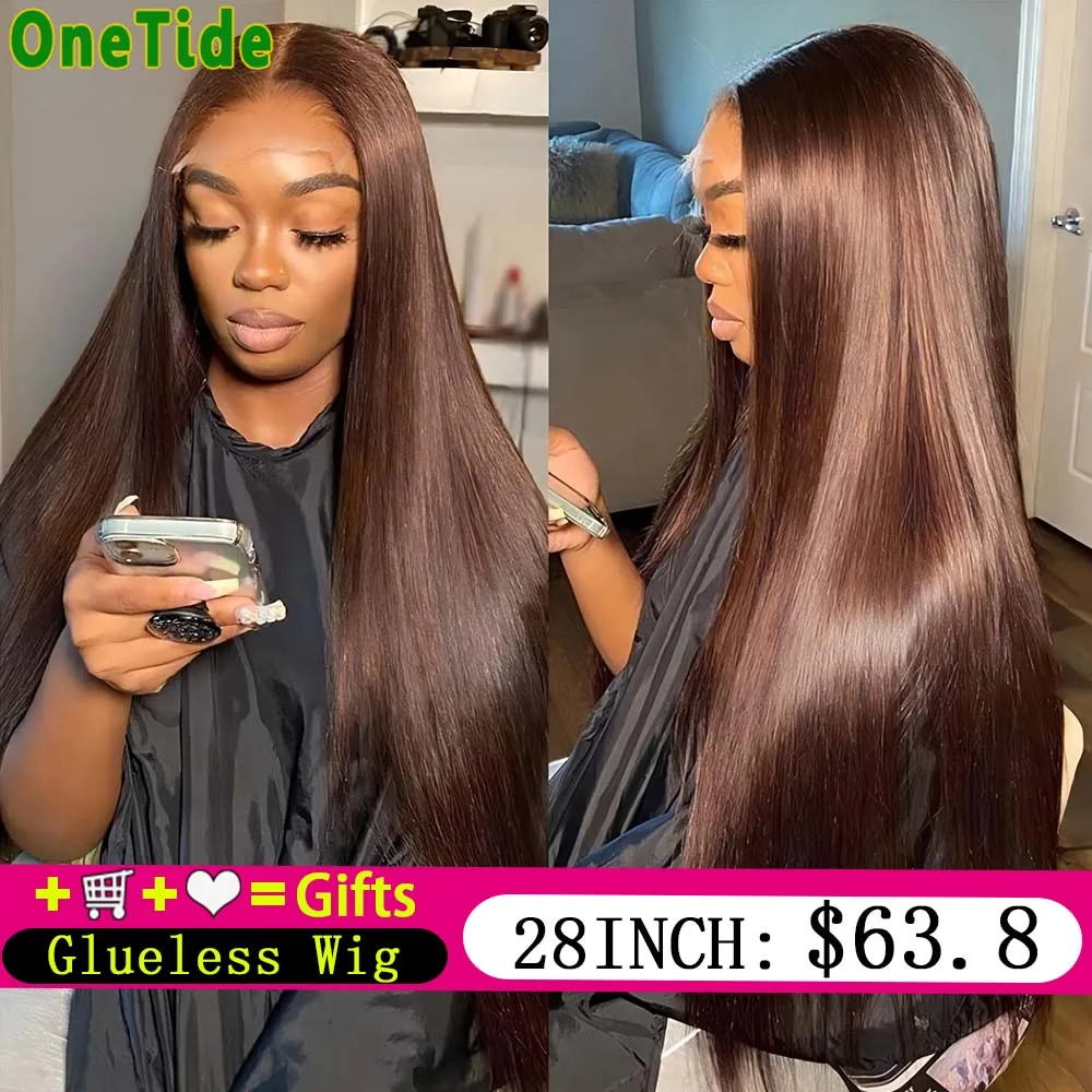 Dark Brown Wigs 13x4 Transparent Lace Frontal Wig Chocolate Human Hair Wigs Straight 4x4 Lace Closure Wig Human Hair Put And Go