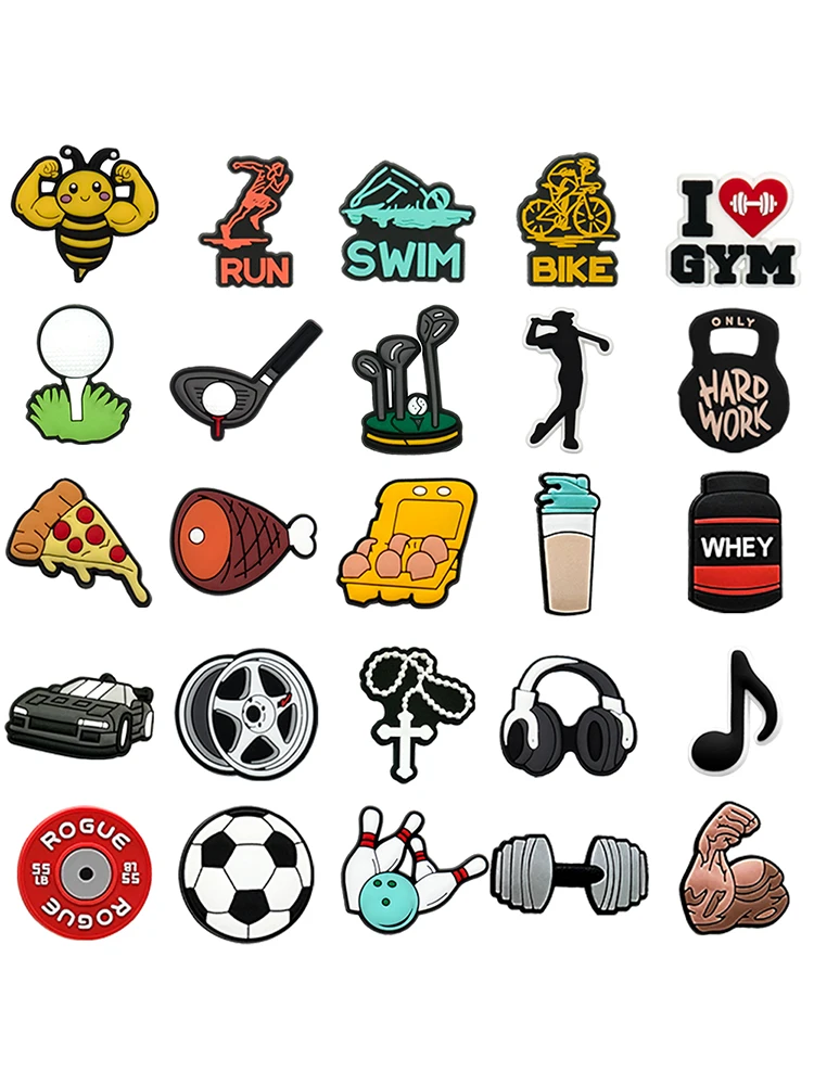 AliExpress the orange guy 1/25PCS Sport & Gym PVC Shoe Charms for Clogs, Dumbbell, Run, Bike DIY Accessories for Men & Teens Fashion Clog Buckle Pendants