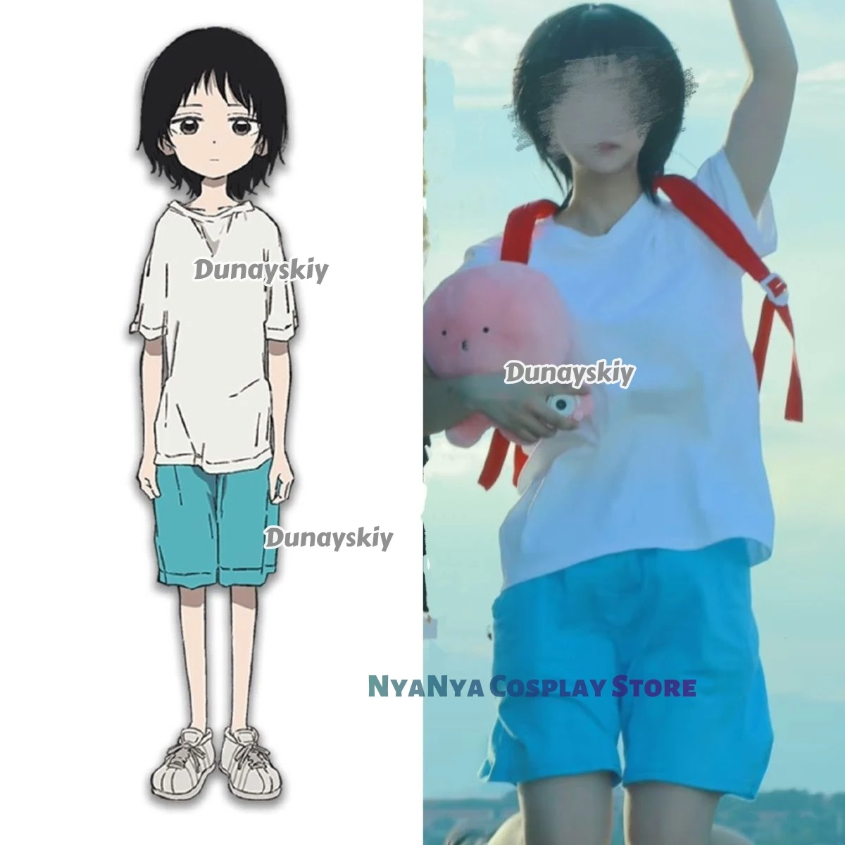 Fantasia de cosplay original de Takopi Shizuka Kuze Genzai Yumeko Morioka Peruca Terno Nnu-Anu-Kf Takopi Halloween Takopy No Genzai