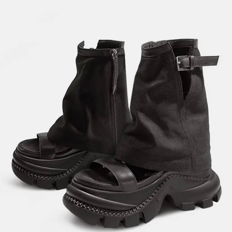 

Platform Open The Toe Trouser boots Solid Buckle Belt Size 35-40 New Arrivals Fashion Women Motorcyle Boots