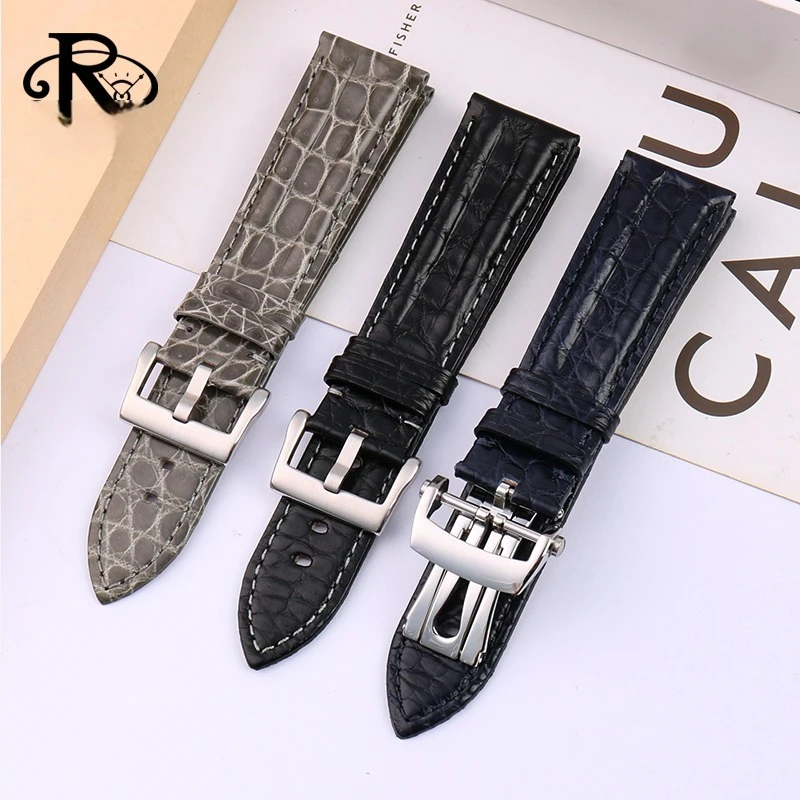 Crocodile Skin Watch Strap for Blancpain Fifty Fathoms B52A series Seiko Omega Zenith Genuine Alligator  Watch Bracelet 23mm