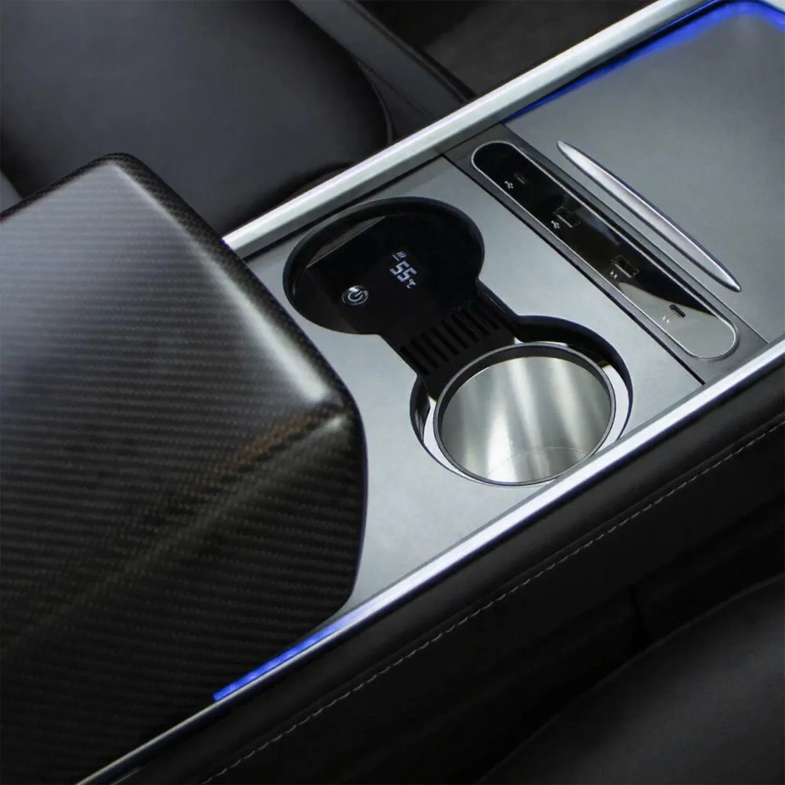 TSLAccessories 2 en 1 portavasos de coche más cálido para Tesla modelo 3 Y pantalla táctil taza de coche inteligente portavasos de calefacción accesorios de coche