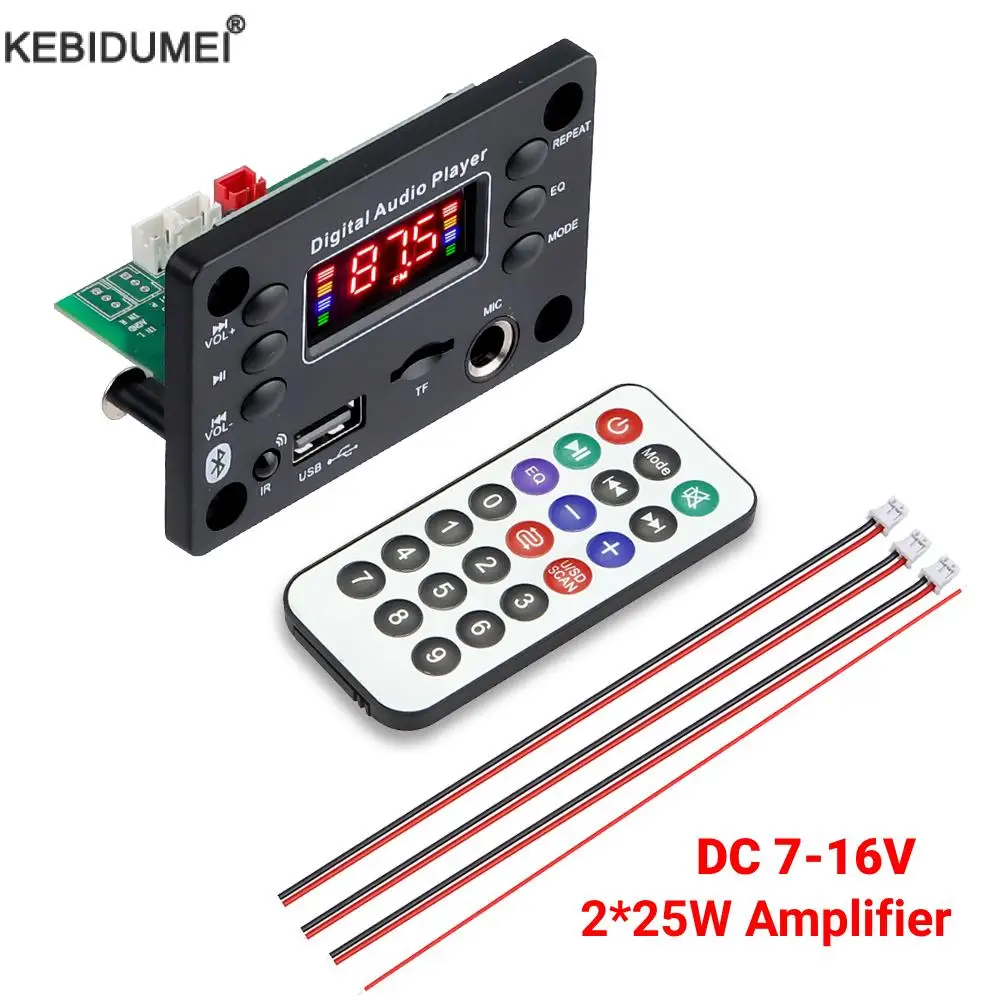 بلوتوث 5.0 MP3 فك مجلس 2*25 واط 50 واط مكبر للصوت مشغل الصوت 12 فولت لتقوم بها بنفسك مشغل MP3 سيارة راديو FM وحدة TF USB Mic سجل المكالمات