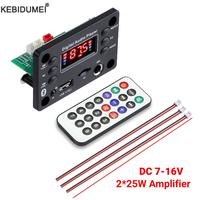 Bluetooth 5.0 MP3 Decoder Board 2*25W 50W Amplifier Audio Player 12V DIY MP3 Player Car FM Radio Module TF USB Mic Record Call