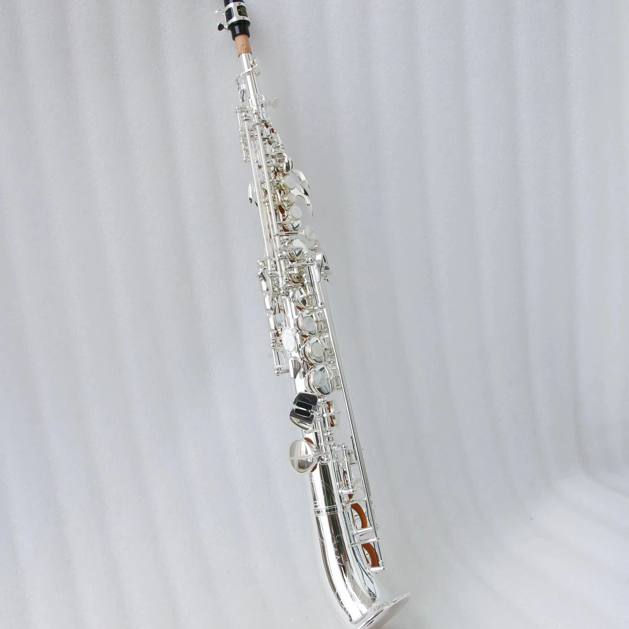 Professional Brass Body Soprano Saxophone Silver Plated Bb Without High G Key Double Neck Soprano Saxophone OEM