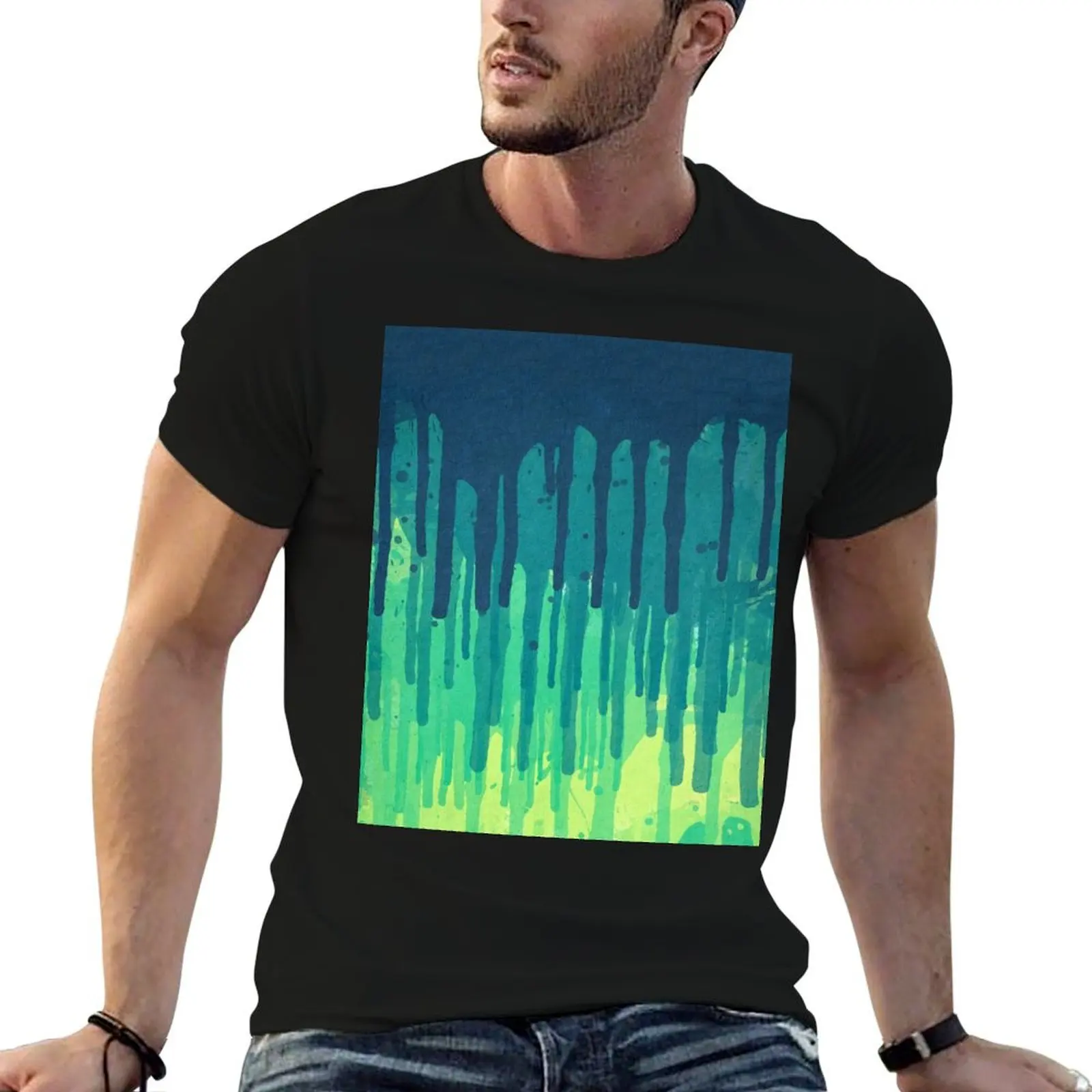 Green Grunge Color Splatter Graffiti Backstreet Wall Background T-Shirt graphic shirts boys animal print men t shirt