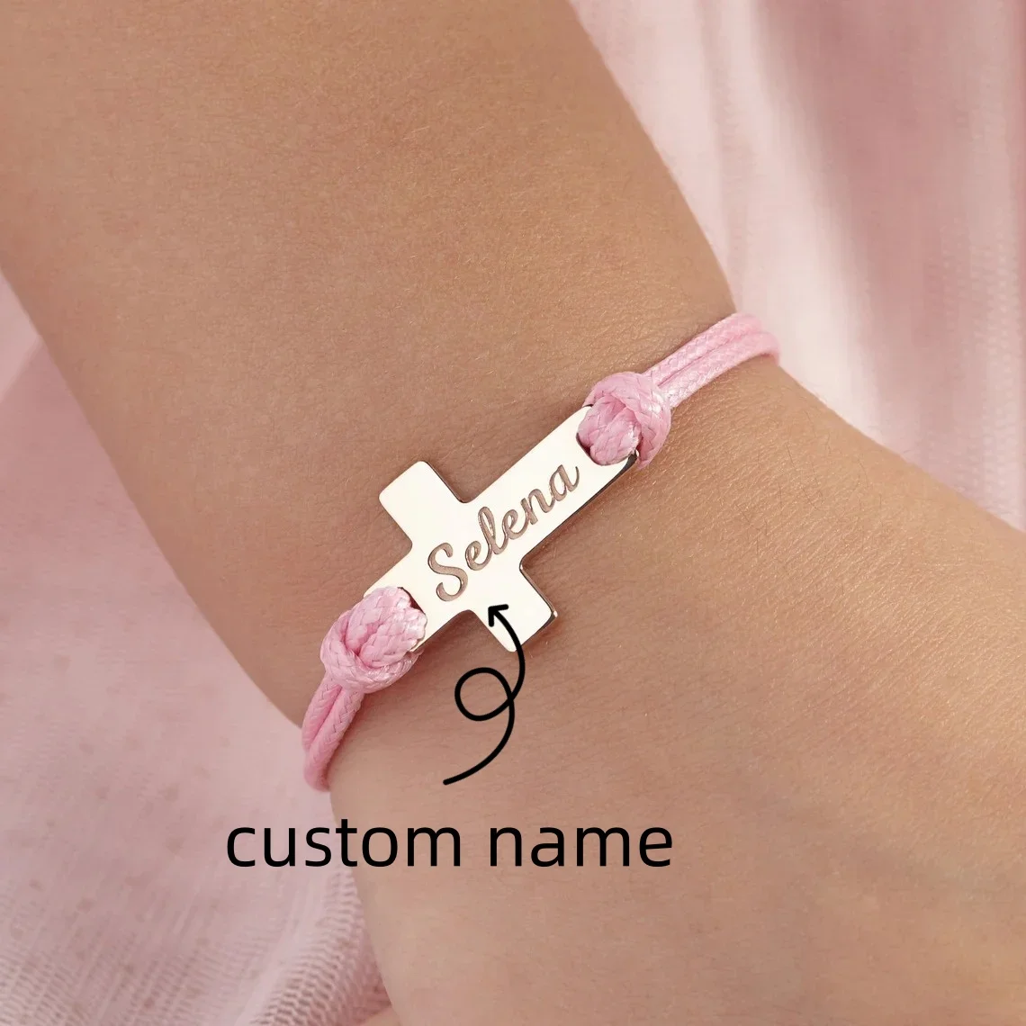 

Adjustable Stainless Steel Baby Bracelets for Girls & Boys with Braided Rope Personalized New Born Gift with SOS Information