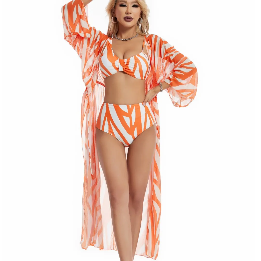Bañador de una pieza con estampado geométrico para mujer, a la moda de dos piezas traje de baño, Bikini elegante, ropa de playa, 2024