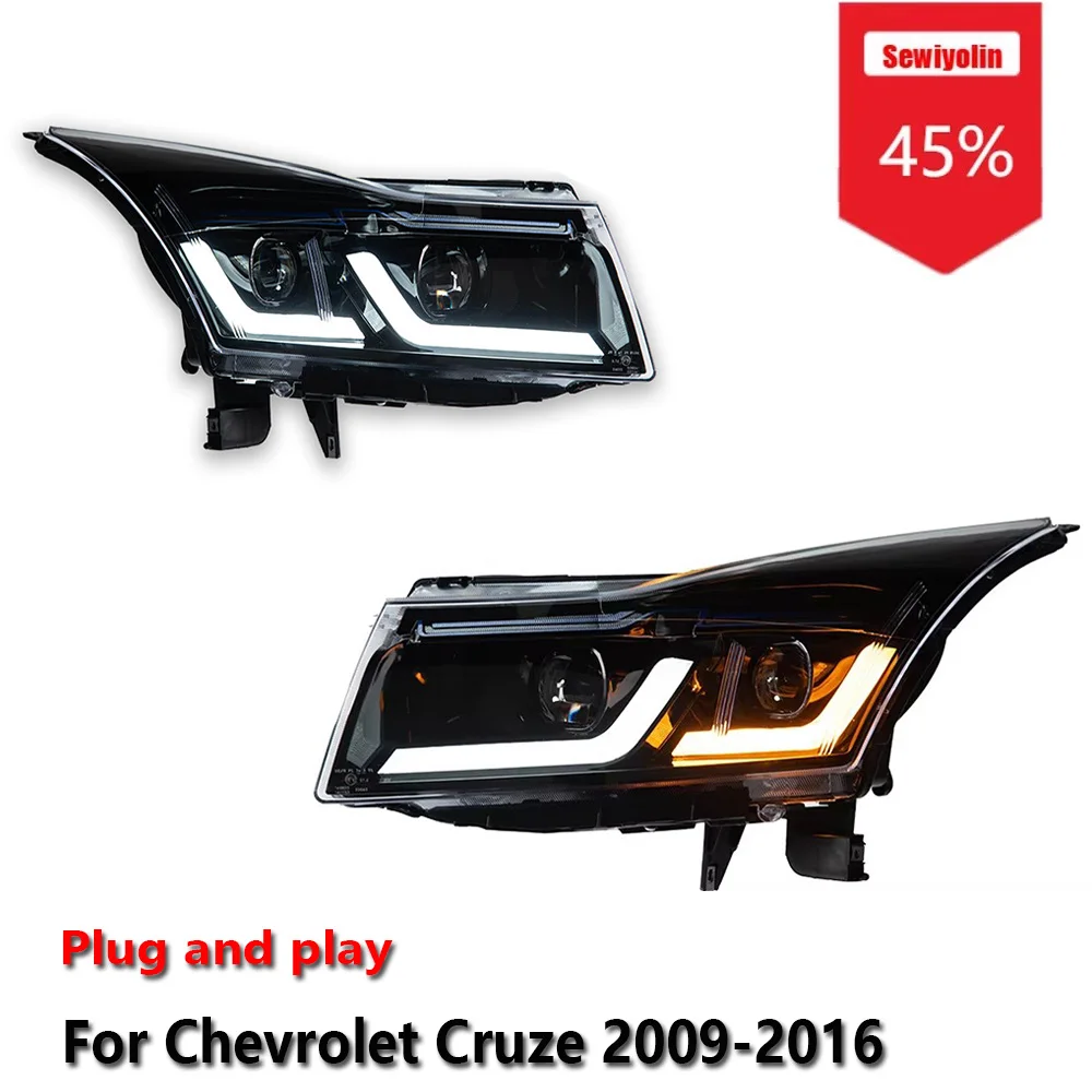 

Sewiyolin Car LED Headlight Assemblies For Chevrolet Cruze 2009-2016 Fog DRL Brake Turn Signal Lamp Plug and Play