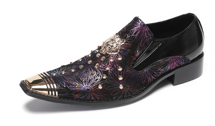 BOARD Herbst Herrenschuhe Spike Luxuriöse Persönlichkeit Bankett Niete Tigerkopf Druck Formelle Kleidung Schuhe – Detail 27