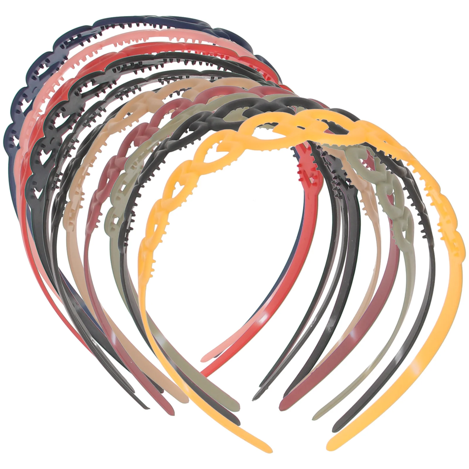 

12Pcs Plastic Heart-Shaped Wide Headbands Colored Hairbands Party Hair Hoops Women Girls Stylish Accessories Headbands