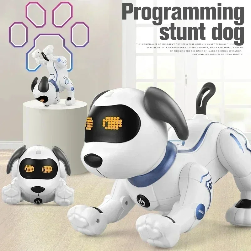 Chien robotique intelligent programmable avec télécommande, animal de compagnie cascadeur, module élevé chantant, jouet électronique phtaltactile, cadeau pour enfants