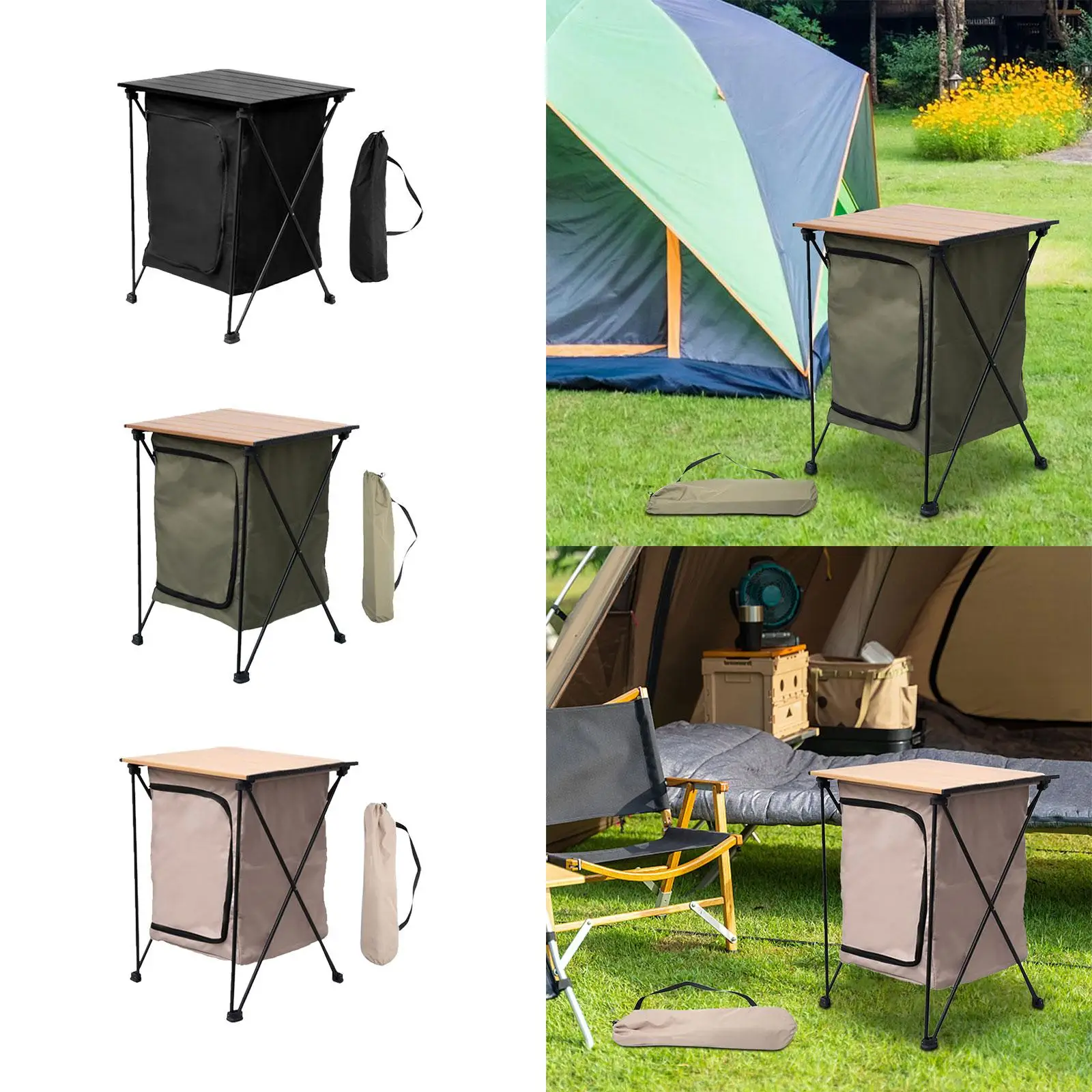 Folding Camping Cabinet 2 Layer Storage Cabinet for Outdoor Activities Beach