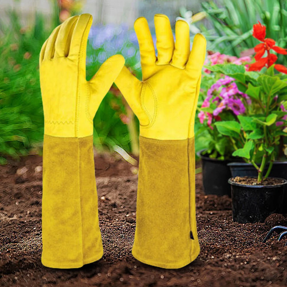 

1 Pair Long Thorn Proof Rose Pruning Gloves Breathable Leather Floral Gauntlet Labor Protection Long Elbow Gloves for Women Men