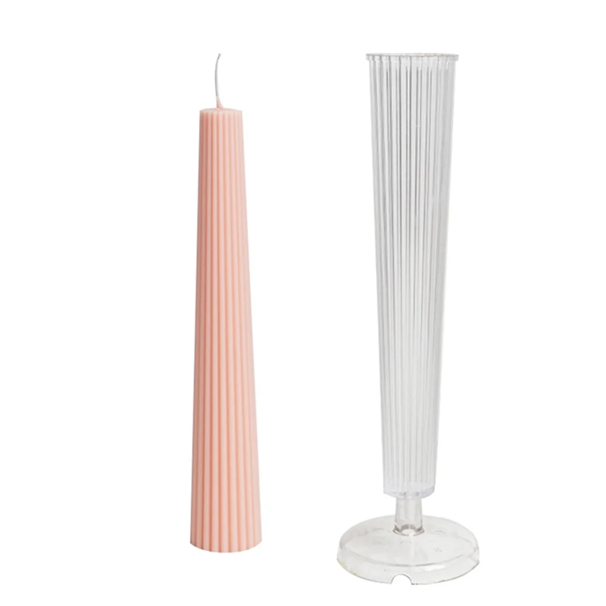 ABLG Striped Long Pole Column Aromatherapy Candle Mold Kit PC Plastic Acrylic Mold DIY Handmade Church Candle Making Tool