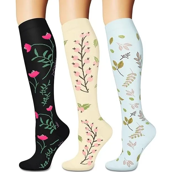 

3 Pairs Compression Stockings Women Men Running Sports Socks Marathon Cycling Varicose Veins Socks