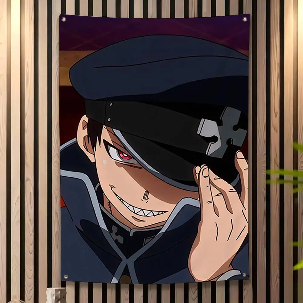 ANIME F-Fire F-Force Funny Flags for Bedrooms Home Decor Items Outdoor Decors Garage Decoration Flaga
