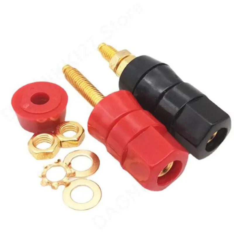 4mm Banana Plug Socket Red Black Jack Adapter cable Connector single Terminals Amplifier Terminal Binding Post Speaker V27