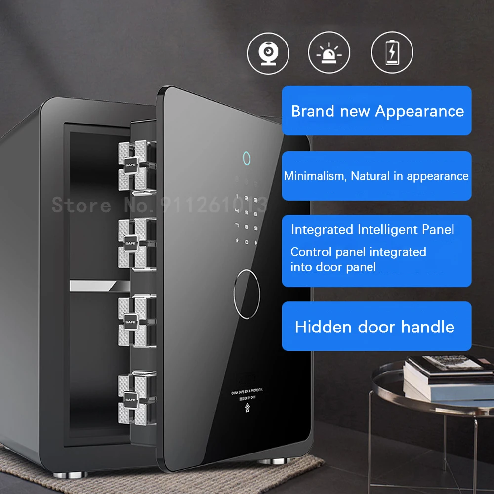 Imagem -04 - Senha Eletrônica Fingerprint Safe Box Alta Segurança Pega Oculta Smart Home Office Todo em Aço Cofre Novo