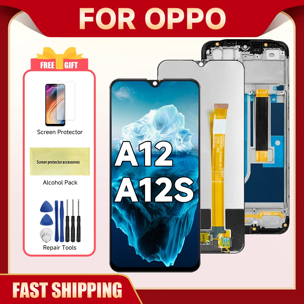 LCD Display For Oppo A12 CPH2083, CPH2077 Touch Screen with Digitizer Assembly For Oppo A12s Screen Repair with Frame