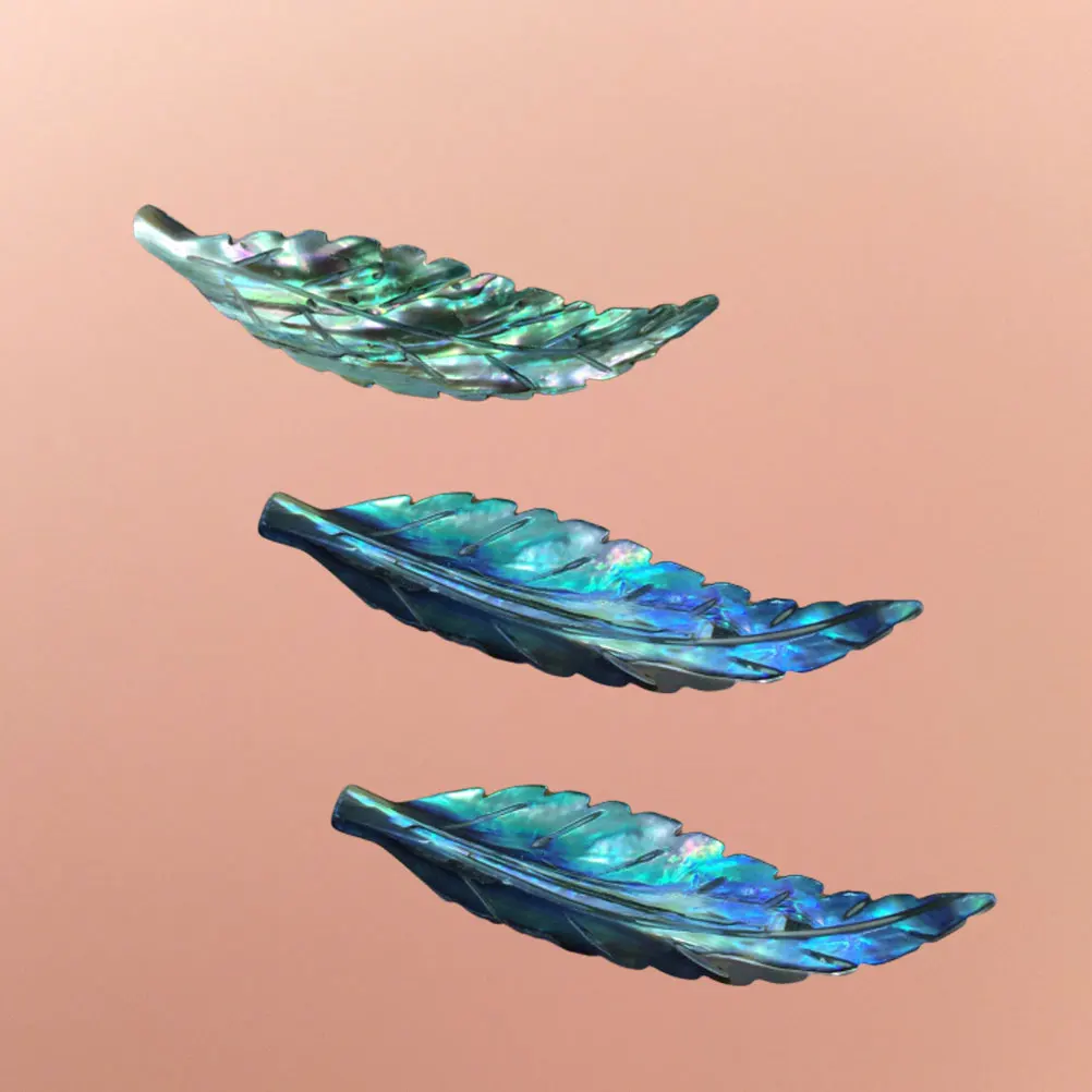 3 Pcs Feathery Abalone Shell Pendant Necklace Mobile Phone Diy Accessories Sea Charms