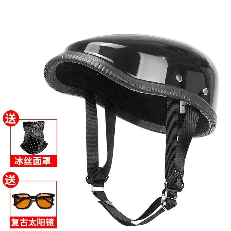 Retro Beret Design Half Helmet Japanese Riding Ladle Helmet German Minimalist Street Trend Summer Helmet Send Sunscreen Masks image 3